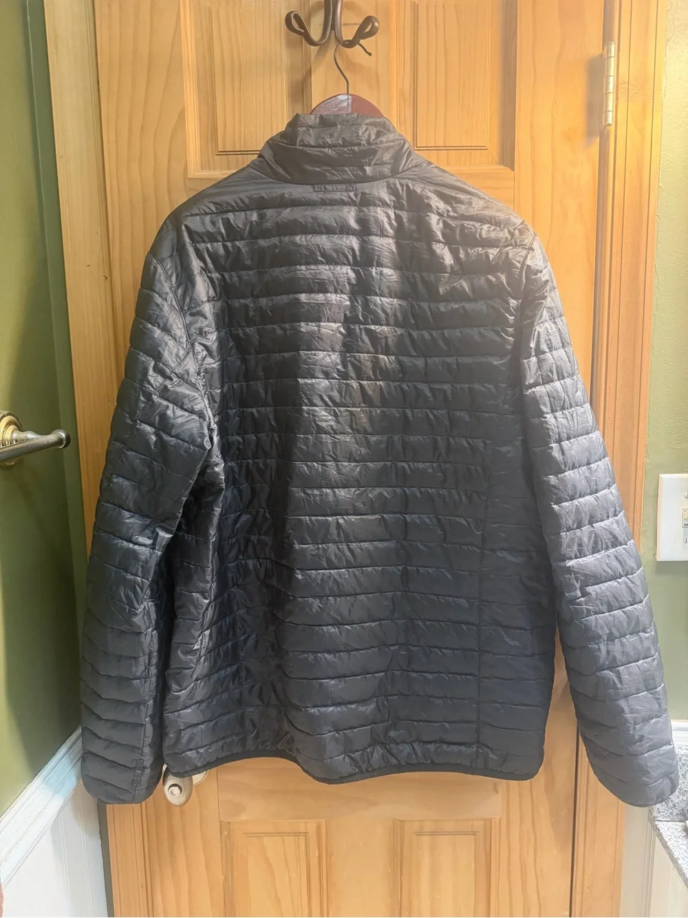 Eddie Bauer Black Quilted Puffer Jacket with Yellow Trim